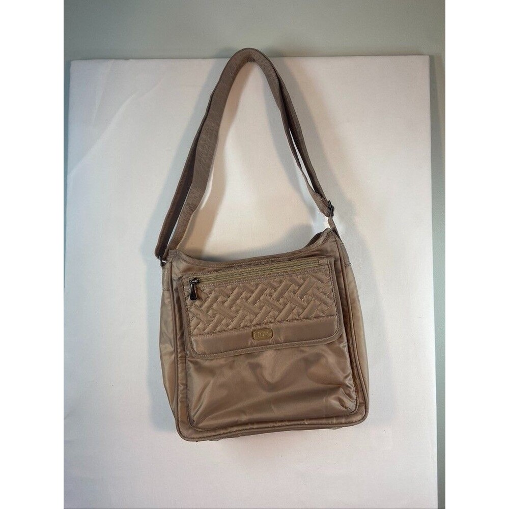LUG HOPSCOTCH TAN CROSSBODY POCKETS TRAVEL PURSE 10.5 X 10 X 2.5